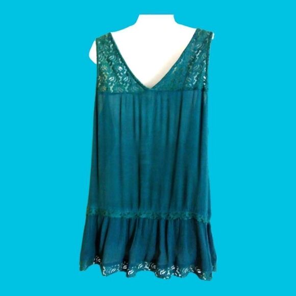 INDIGO THREAD CO. Gauze TEAL TUNIC/TANK with Awesome Color & Trim SIZE S NWOT - Picture 1 of 6
